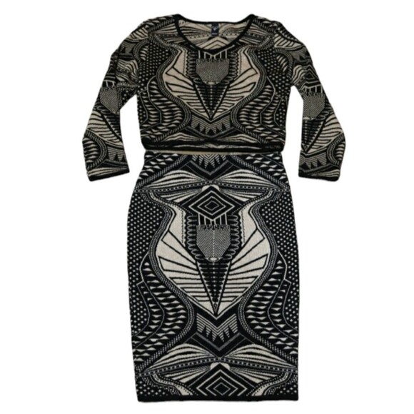 Windsor 2 Piece Black & Gold  Patterned Skirt & Top Set LG - Picture 1 of 7